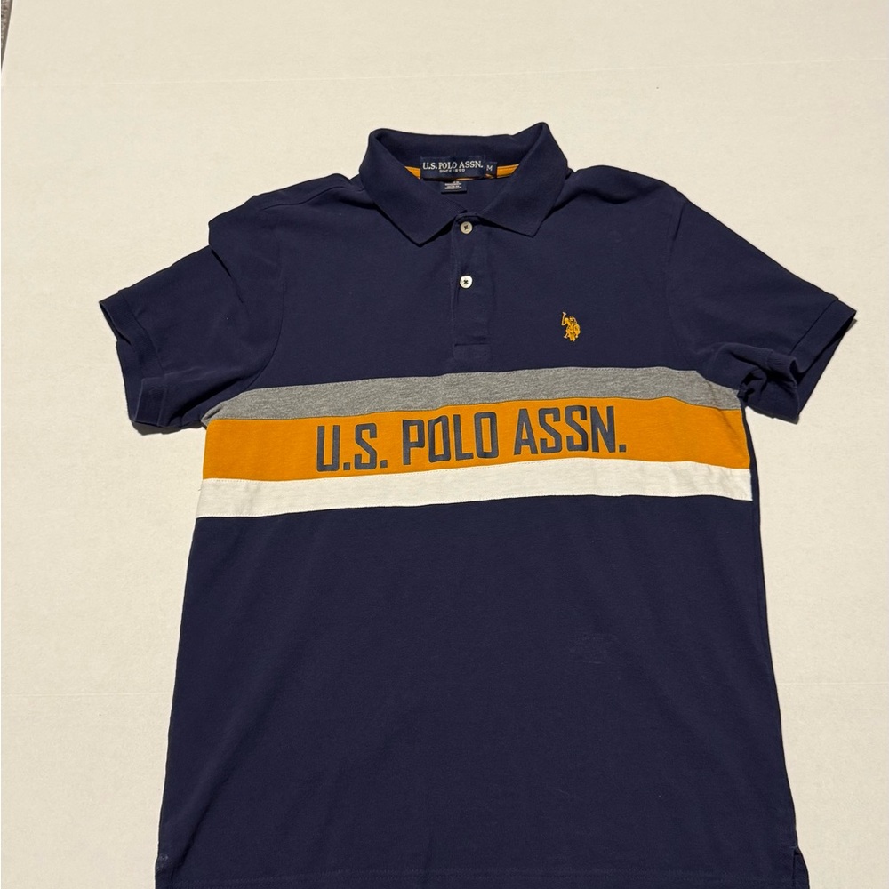 U.S. Polo Assn. Blue and Orange Polo Shirt Classic Design